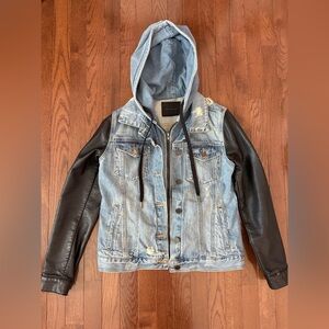 Blank NYC Denim Jacket w/ Leather Sleeves